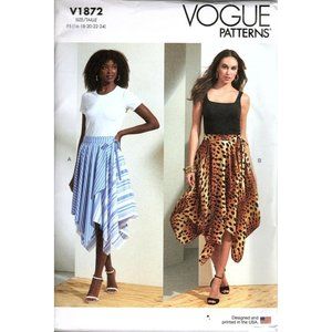 Vogue V1872 Misses Asymmetrical Wrap Skirt Size 16 to 24 Sewing Pattern 2022